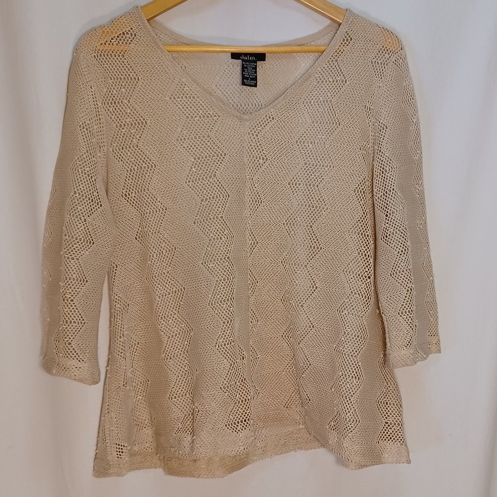 dalin, Cream knit shirt, large, mid sleeve